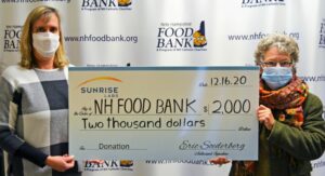 two masked women holding a big check